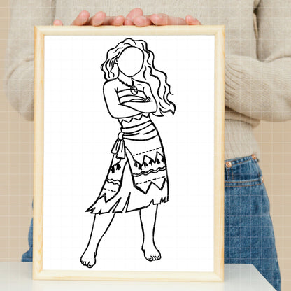 COD1670 - Princess Moana outline bundle, Disney princess clipart Svg, Png, Eps, Dxf, Jpeg, vector.
