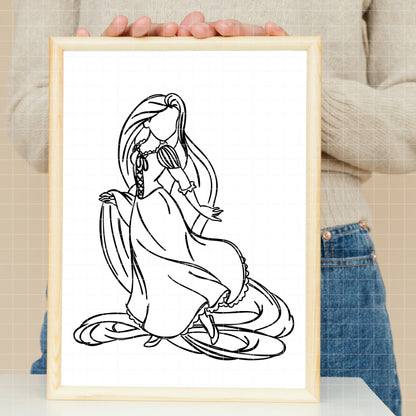 COD1672 - Princess Rapunzel outline bundle, Disney princess clipart Svg, Png, Eps, Dxf, Jpeg, vector.