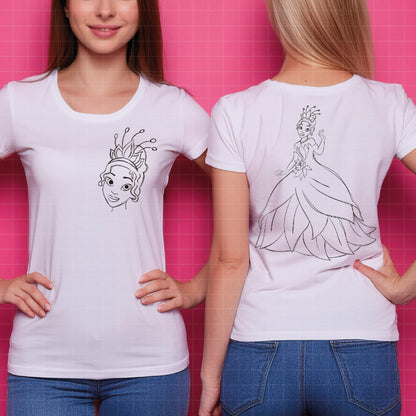 COD1676 - Princess Tiana Sketch bundle, Disney princess clipart PNG.