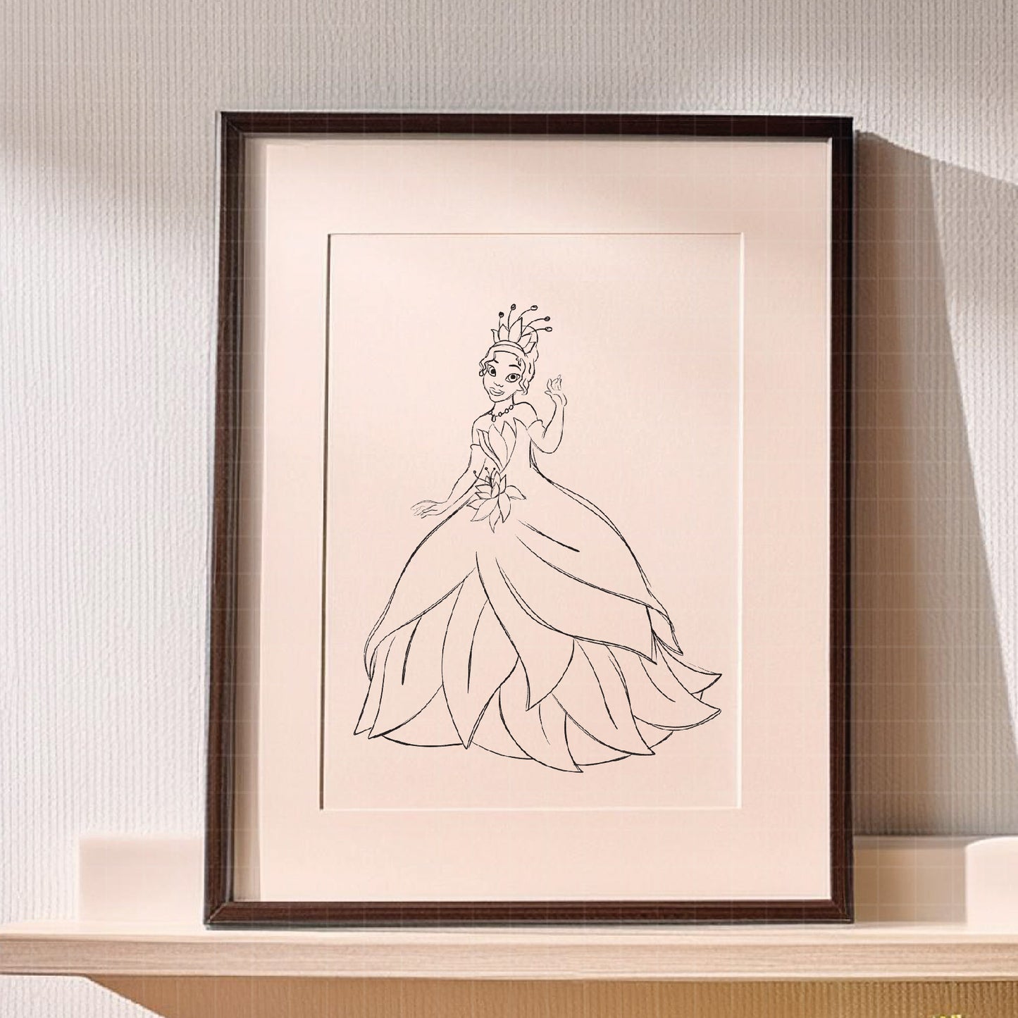 COD1676 - Princess Tiana Sketch bundle, Disney princess clipart PNG.