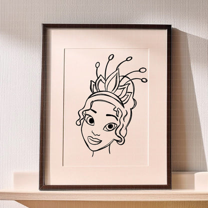 COD1677 - Princess Tiana Sketch bundle, Disney princess clipart Svg, Png, Eps, Dxf, Jpeg, vector.