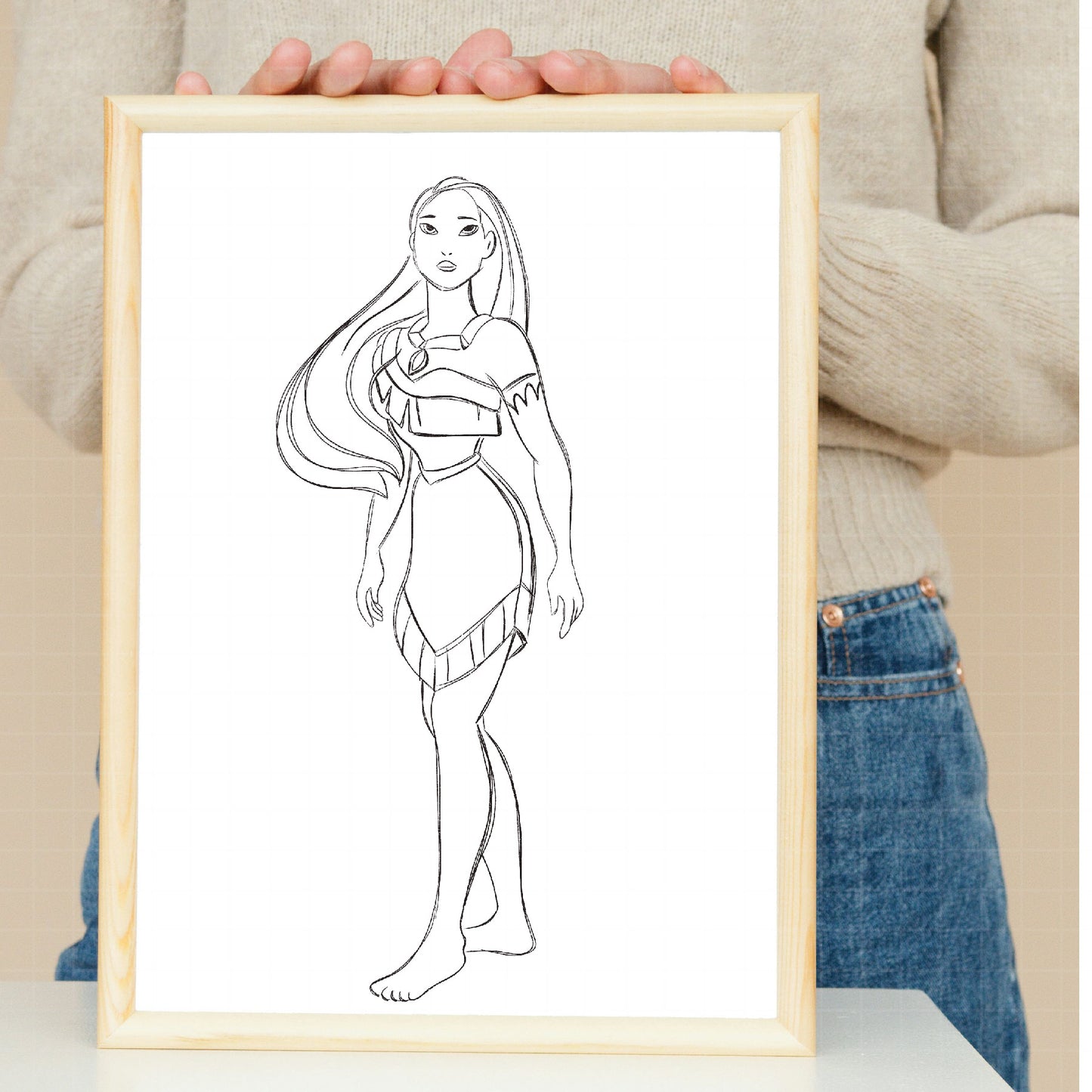 COD1680 - Princess Pocahontas Sketch bundle, Disney princess clipart PNG.