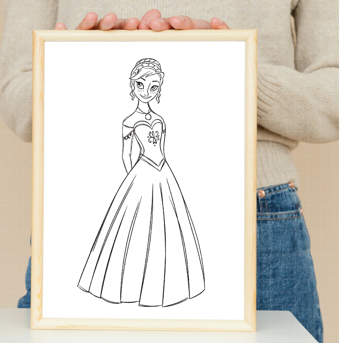 COD1682 - Princess Anna Sketch bundle, Disney princess clipart PNG.
