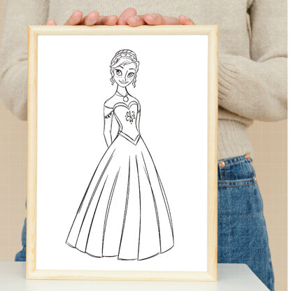 COD1682 - Princess Anna Sketch bundle, Disney princess clipart PNG.