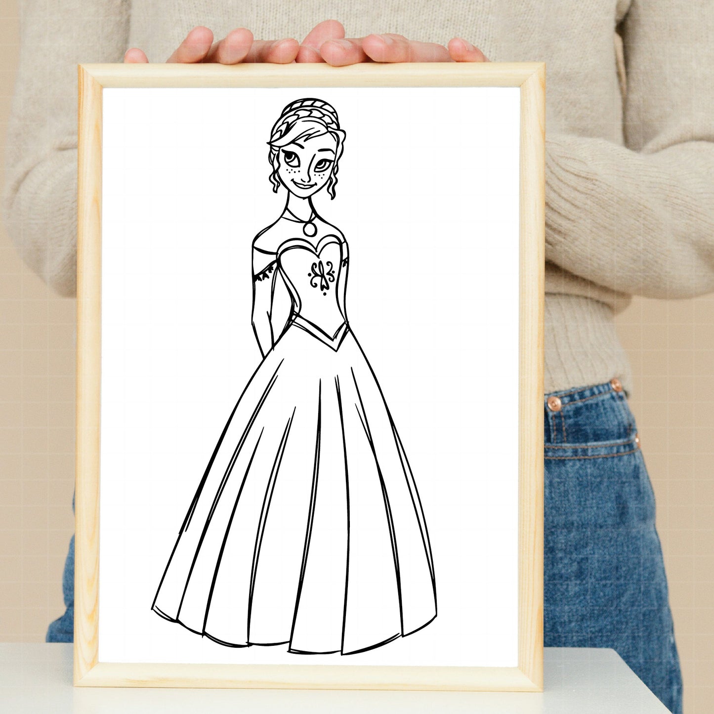 COD1683 - Princess Anna Sketch bundle, Disney princess clipart Svg, Png, Eps, Dxf, Jpeg, vector.