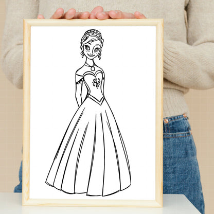 COD1683 - Princess Anna Sketch bundle, Disney princess clipart Svg, Png, Eps, Dxf, Jpeg, vector.