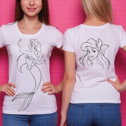 COD1684 - Princess Ariel Sketch bundle, Disney princess clipart PNG.