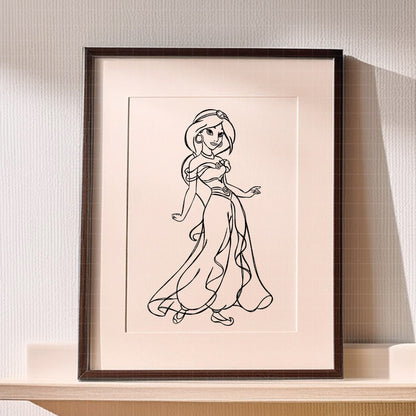 COD1689 - Princess Jasmine Sketch bundle, Disney princess clipart Svg, Png, Eps, Dxf, Jpeg, vector.