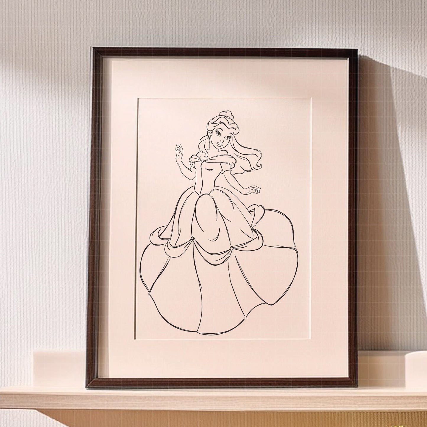 COD1690 - Princess Belle Sketch bundle, Disney princess clipart PNG.