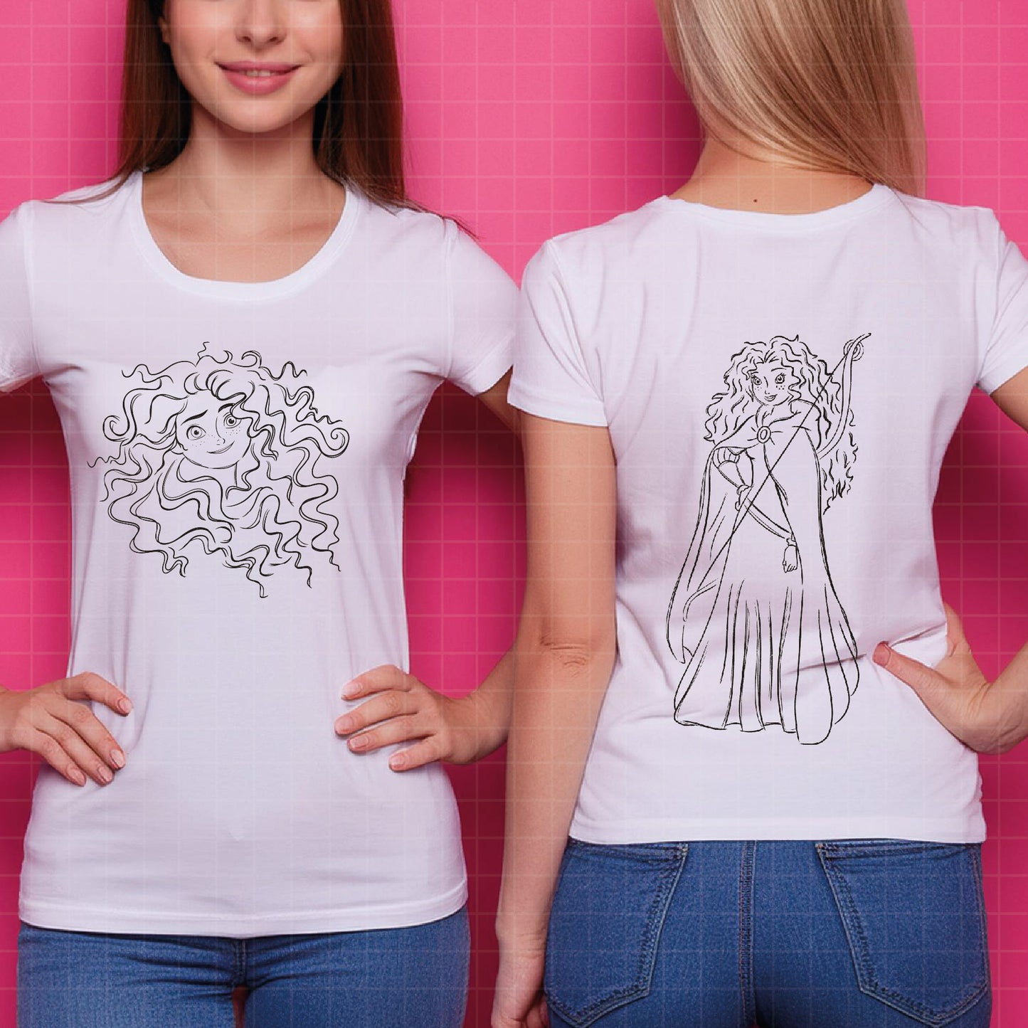 COD1692 - Princess Merida Sketch bundle, Disney princess clipart PNG.