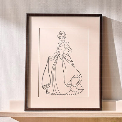 COD1694 - Princess Cinderella Sketch bundle, Disney princess clipart PNG.
