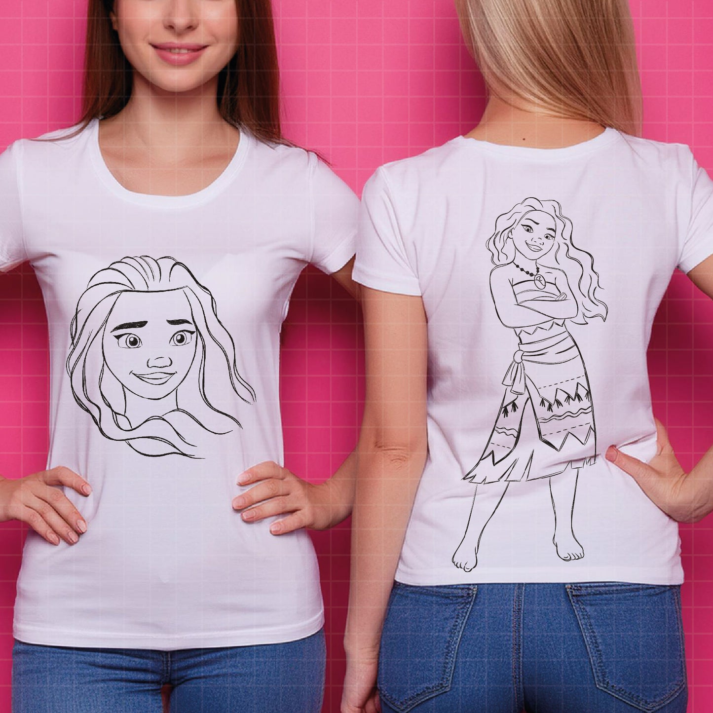 COD1696 - Princess Moana Sketch bundle, Disney princess clipart PNG.