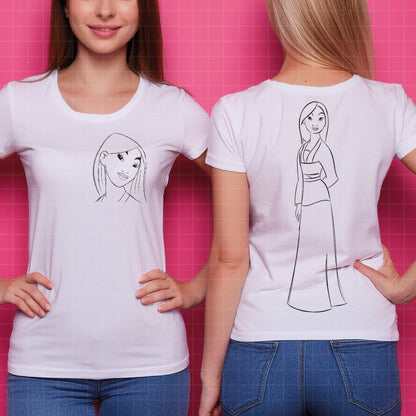 COD1698 - Princess Mulan Sketch bundle, Disney princess clipart PNG.