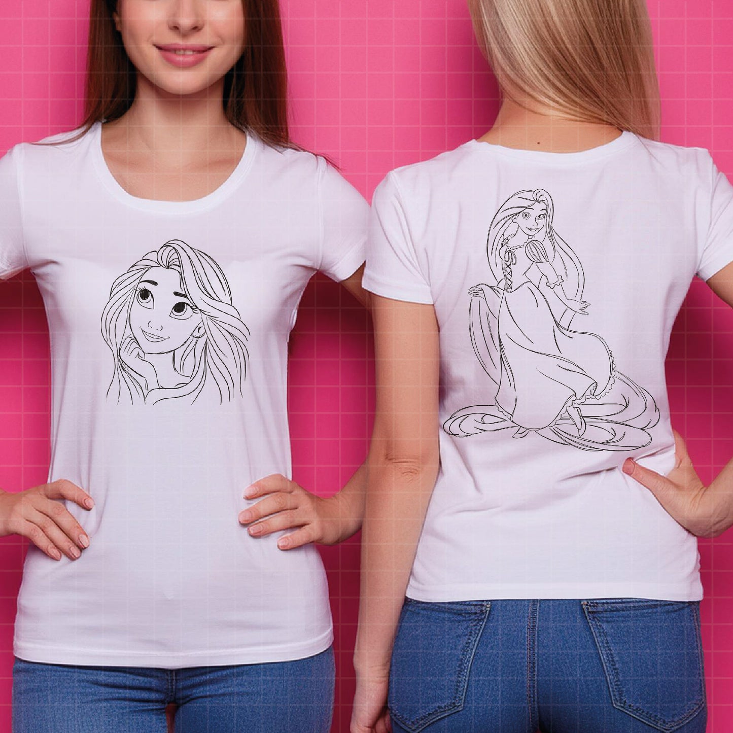 COD1700 - Princess Rapunzel Sketch bundle, Disney princess clipart PNG.