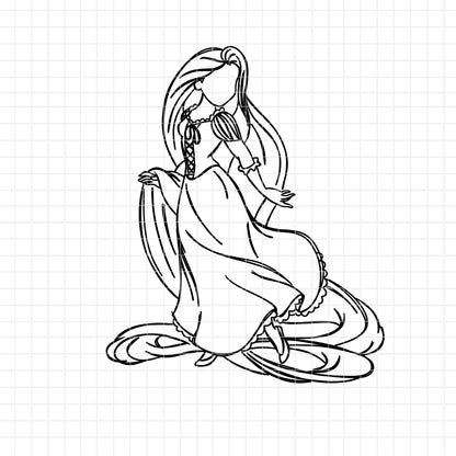 COD1702 - Disney Princess Sketch bundle, Disney princess clipart Svg, Png, Eps, Dxf, Jpeg, vector.