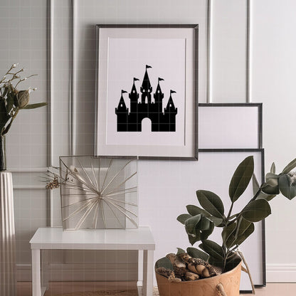 COD1713 - Disney Castle Silhouettes bundle, Disneyland clipart Svg, Png, Eps, Dxf, Jpeg, vector.