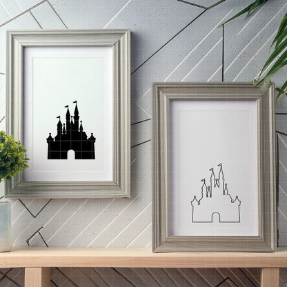 COD1717 - Disney Castle Silhouettes bundle, Disneyland clipart Svg, Png, Eps, Dxf, Jpeg, vector.