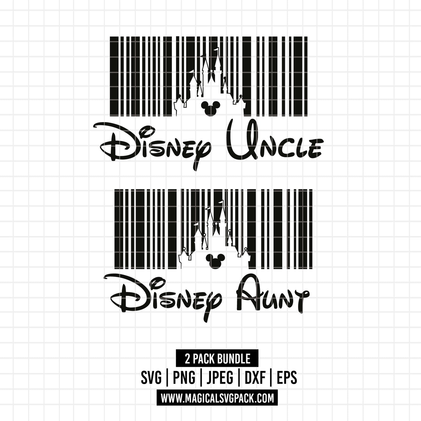 COD1719 - Disney barcode bundle, Disney trips clipart Svg, Png, Eps, Dxf, Jpeg, vector.