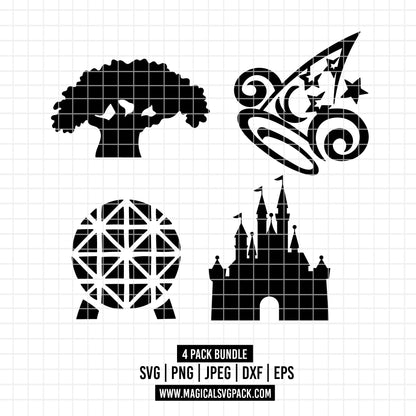 COD1745 - Disneyland icons bundle, Disney trips clipart Svg, Png, Eps, Dxf, Jpeg, vector.