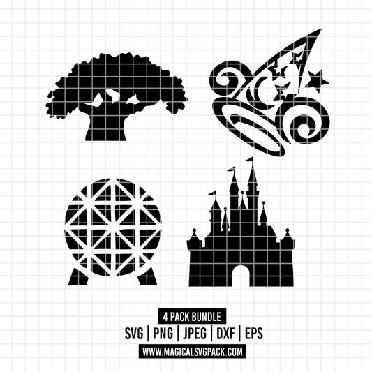 COD1745 - Disneyland icons bundle, Disney trips clipart Svg, Png, Eps, Dxf, Jpeg, vector.