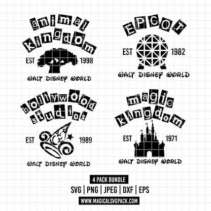 COD1748 - Disney parks bundle, Disney trips clipart Svg, Png, Eps, Dxf, Jpeg, vector.