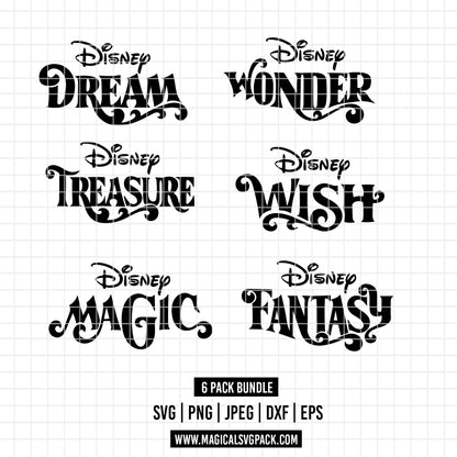 COD1798 - Disney Cruise Line Ship Logos bundle, Disney trips clipart Svg, Png, Eps, Dxf, Jpeg, vector.