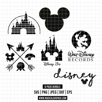 COD1804 - Disney trips icons bundle, Disney Magic Kingdom clipart Svg, Png, Eps, Dxf, Jpeg, vector.