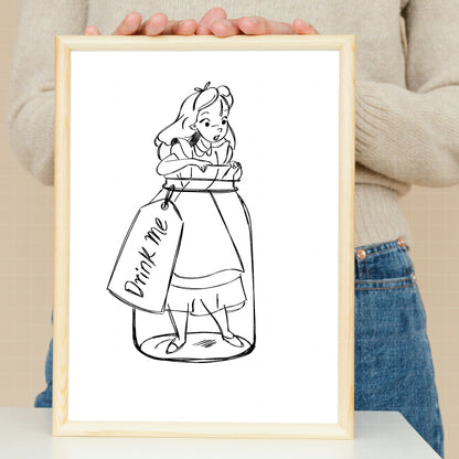 COD1810 - Alice in wonderland & Chesire cat bundle line art, Disney clipart Svg, Png, Eps, Dxf, Jpeg, vector.