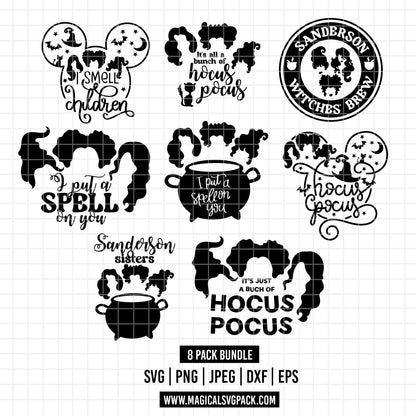 COD1811 - Hocus Pocus bundle, Disney clipart Svg, Png, Eps, Dxf, Jpeg, vector.