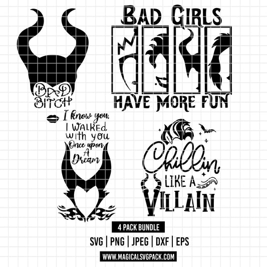 COD1812 - Disney Villains bundle, Disney villains clipart Svg, Png, Eps, Dxf, Jpeg, vector.