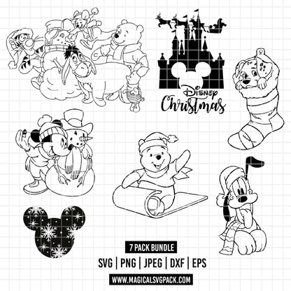 COD1819 - Christmas Disney bundle, Disney Christmas clipart Svg, Png, Eps, Dxf, Jpeg, vector.