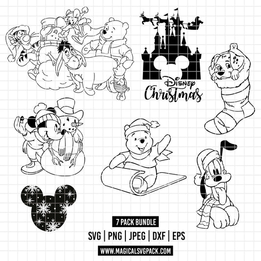 COD1819 - Christmas Disney bundle, Disney Christmas clipart Svg, Png, Eps, Dxf, Jpeg, vector.