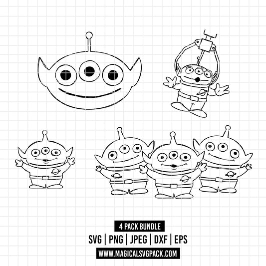 COD1921 - Aliens, Toy story pack bundle, Disney clipart Svg, Png, Eps, Dxf, Jpeg, vector.