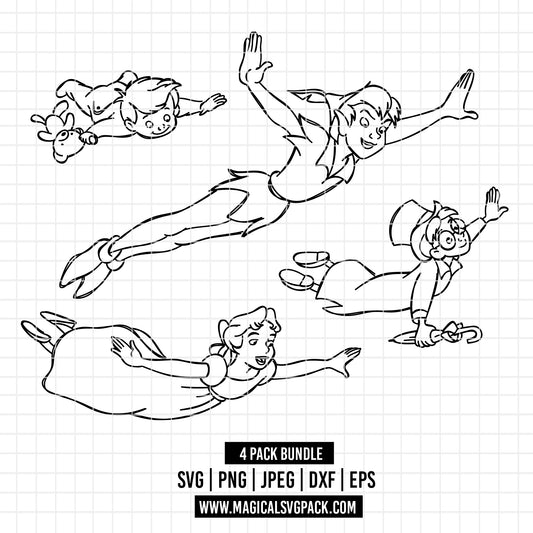 COD1923 - Peter pan's word pack bundle, Disney clipart Svg, Png, Eps, Dxf, Jpeg, vector.