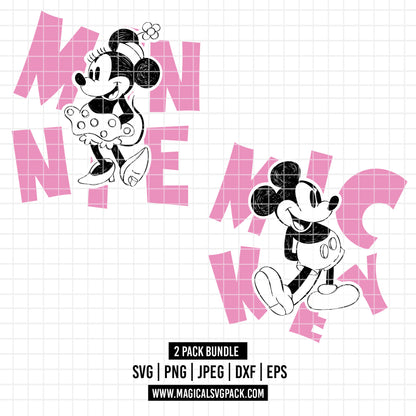 COD1932 - Mickey & Minnie loving bundle, Disney Valentine's day clipart Svg, Png, Eps, Dxf, Jpeg, vector.