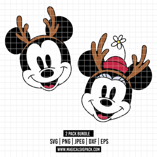 COD1993 - Christmas Mickey & Minnie bundle, Disney Christmas clipart Svg, Png, Eps, Dxf, Jpeg, vector.