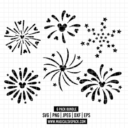 COD1950 - Fireworks bundle, Disney clipart Svg, Png, Eps, Dxf, Jpeg, vector.