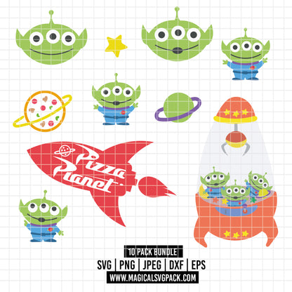 COD1956 - Aliens, Toy story pack bundle, Disney clipart Svg, Png, Eps, Dxf, Jpeg, vector.