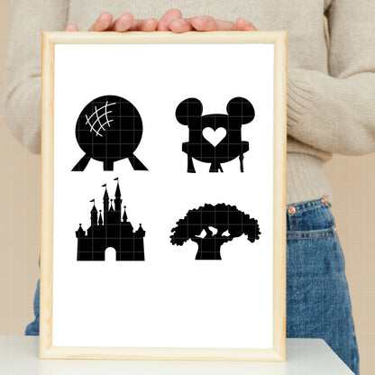 COD208 - Disneyland icons bundle, Disney trips clipart Svg, Png, Eps, Dxf, Jpeg, vector.