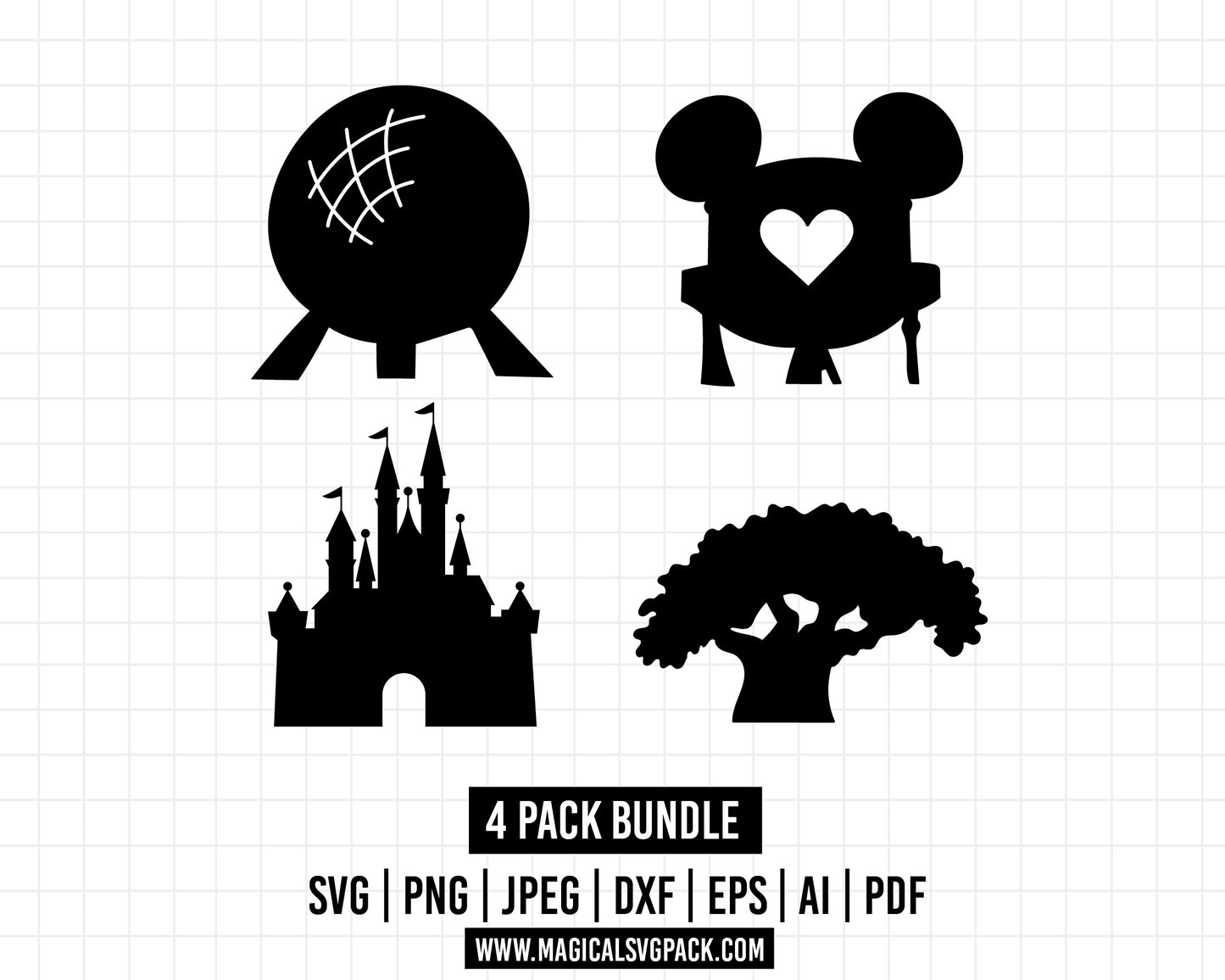 COD208 - Disneyland icons bundle, Disney trips clipart Svg, Png, Eps, Dxf, Jpeg, vector.