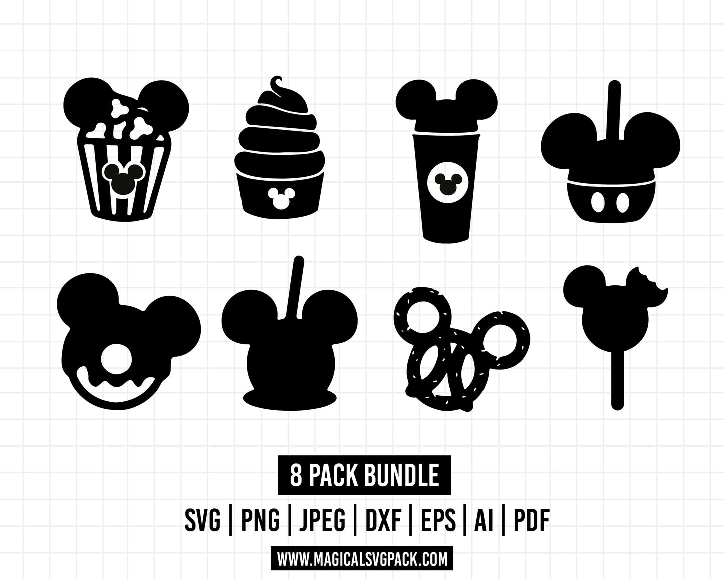 COD210 - Disney Snack Goals bundle, Disney trips clipart Svg, Png, Eps, Dxf, Jpeg, vector.