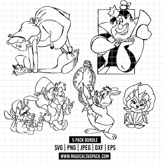 COD2117 - Alice in wonderland & characters pack bundle, Disney clipart Svg, Png, Eps, Dxf, Jpeg, vector.