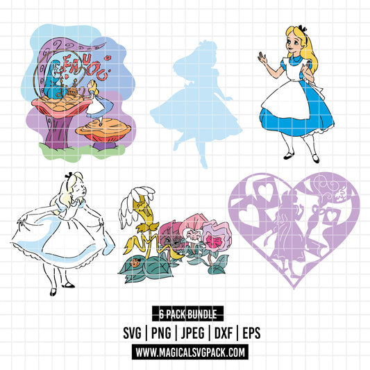 COD2123 - Alice in wonderland & characters pack bundle, Disney clipart Svg, Png, Eps, Dxf, Jpeg, vector.