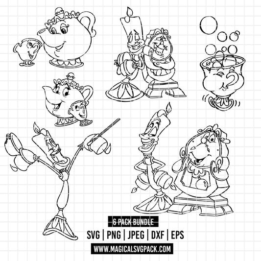 COD2128 - Beauty and the best characters pack bundle, Disney princess clipart Svg, Png, Eps, Dxf, Jpeg, vector.