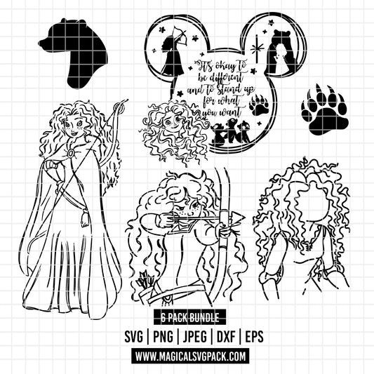 COD2133 - Brave pack bundle, Disney princess clipart Svg, Png, Eps, Dxf, Jpeg, vector.