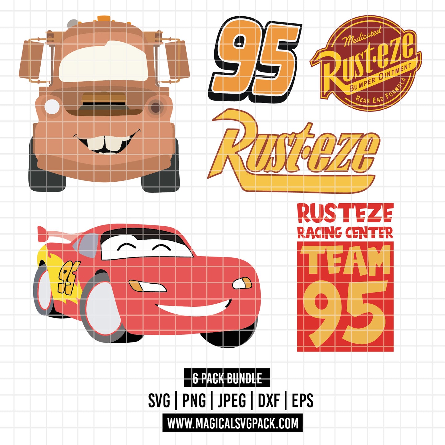 COD2135 - Cars bundle, Disney clipart Svg, Png, Eps, Dxf, Jpeg, vector.