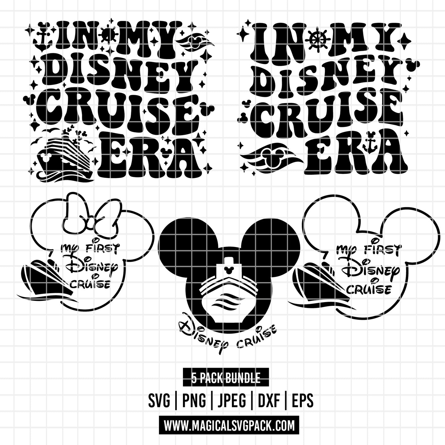 COD2169 - Disney Cruise pack bundle, Disney trips clipart Svg, Png, Eps, Dxf, Jpeg, vector.