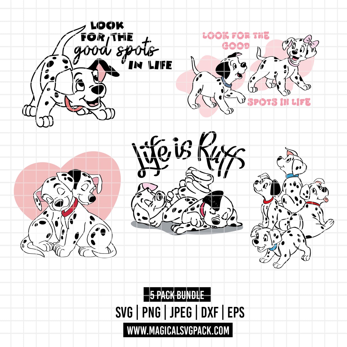 COD2177 - 101 Dalmatians quotes bundle, Disney clipart Svg, Png, Eps, Dxf, Jpeg, vector.