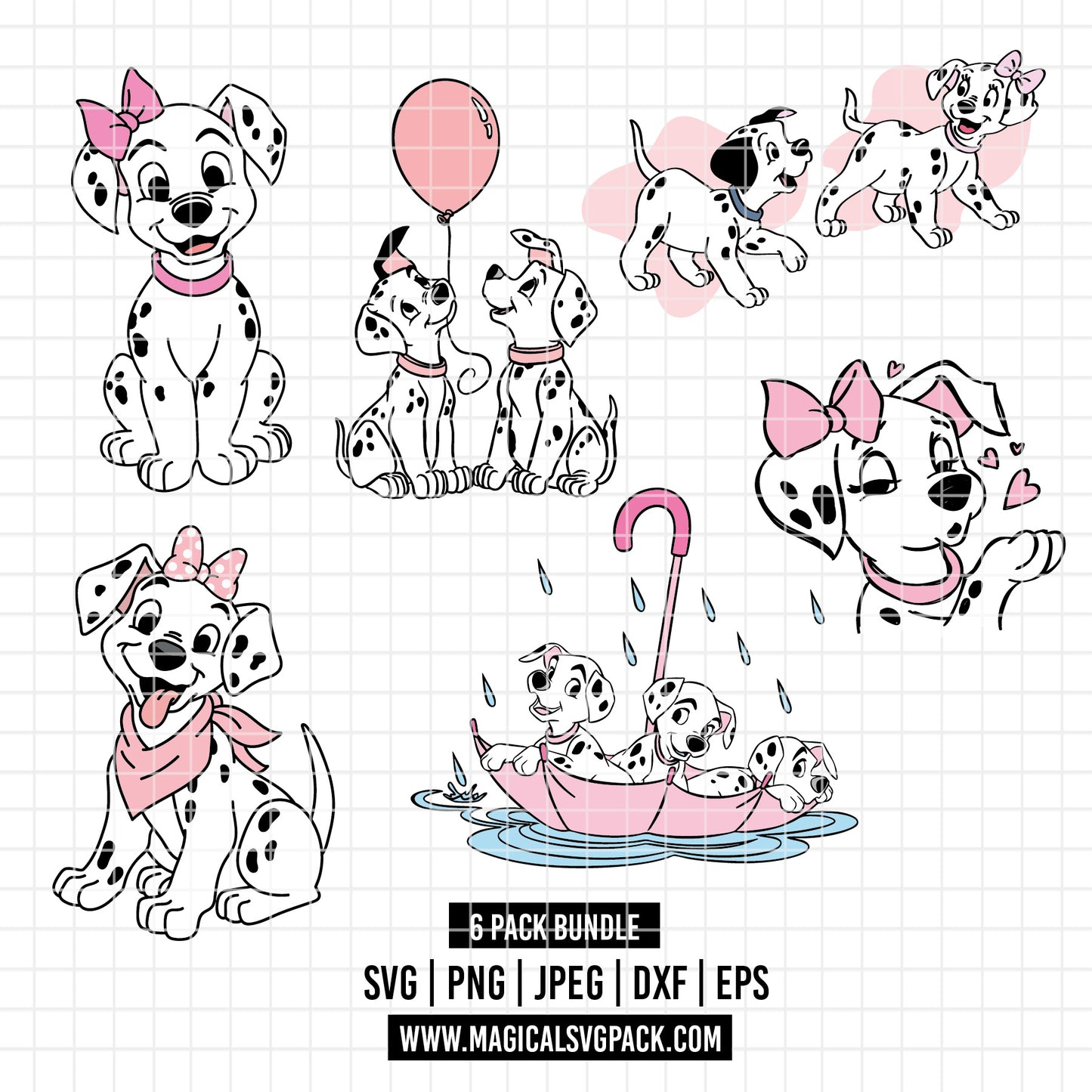 COD2178 - 101 Dalmatians bundle, Disney clipart Svg, Png, Eps, Dxf, Jpeg, vector.