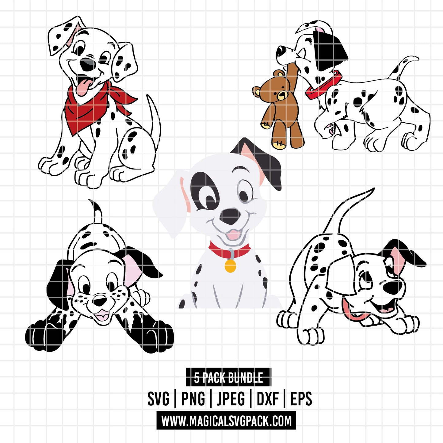 COD2179 - 101 Dalmatians bundle, Disney clipart Svg, Png, Eps, Dxf, Jpeg, vector.